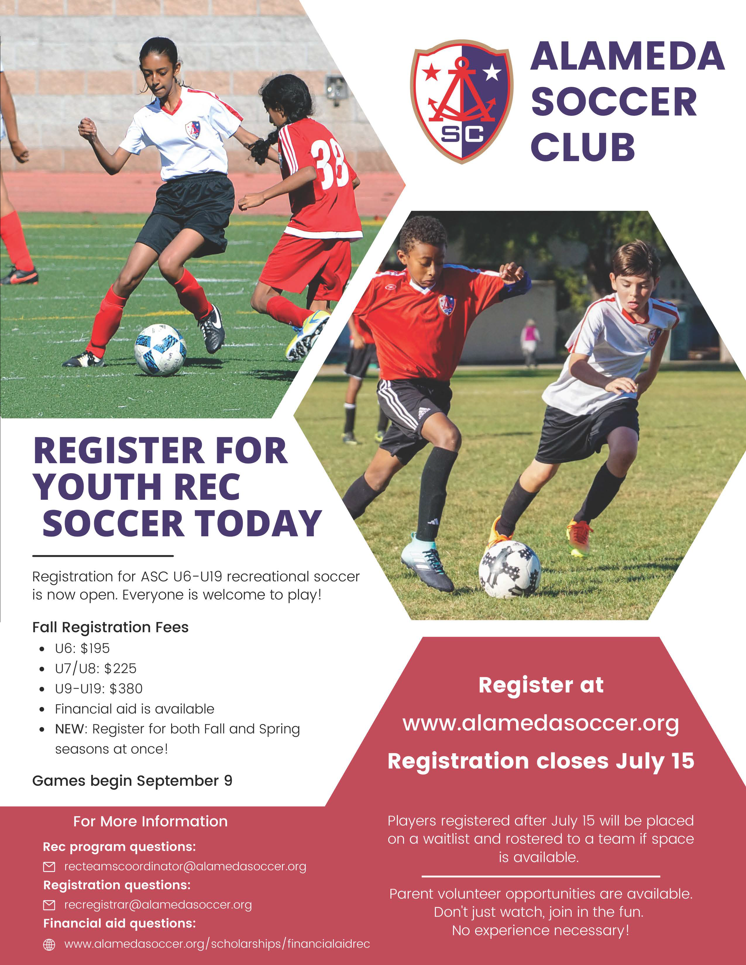 Register for Youth Rec Soccer Today